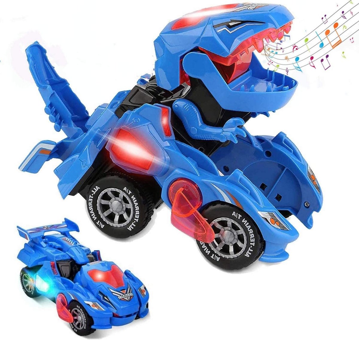 Dino™ Masinuta care se transforma in Dinozaur cu LED-uri (Albastru) - ShopGuru