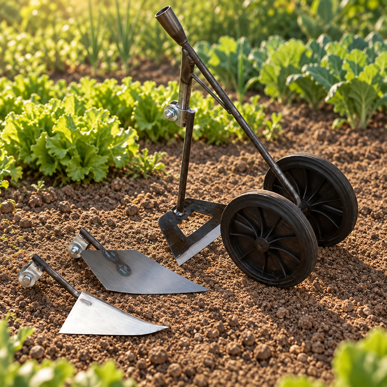AgroWheel Pro — sapă manuală pe roți cu 3 capete