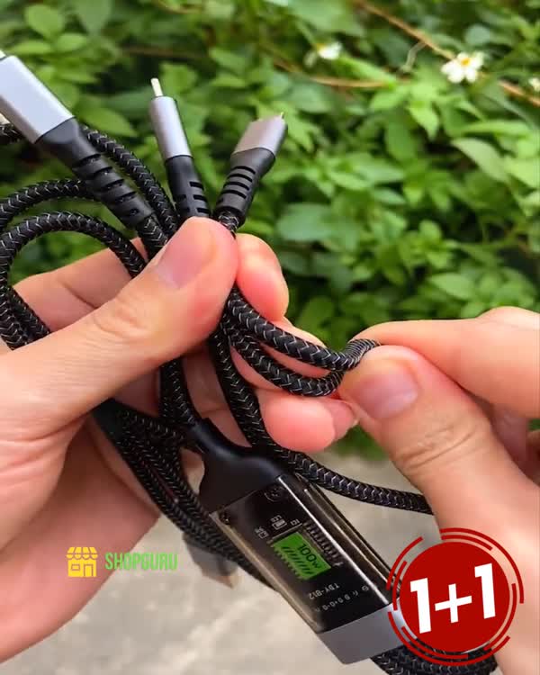 FlashCord — cablu luminos 3 în 1 cu înveliș textil