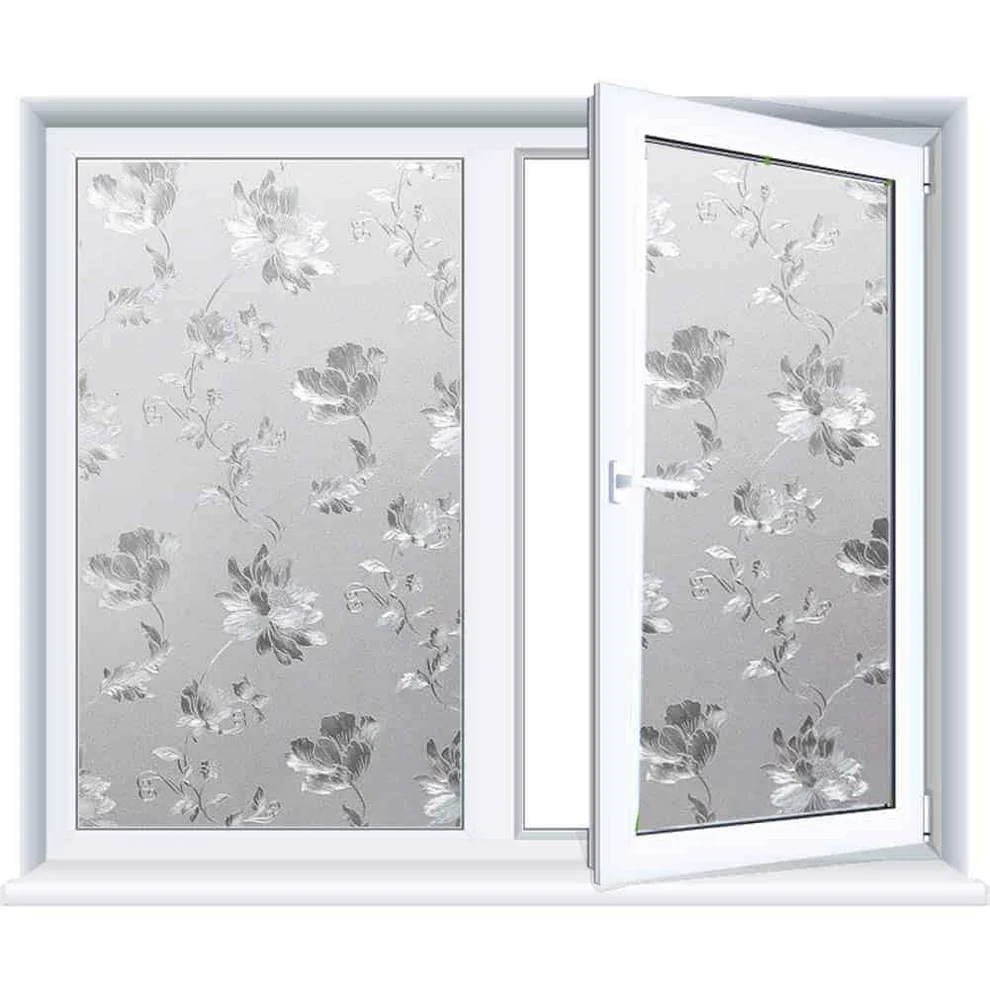 Folie decorativă mată cu model floral pentru ferestre