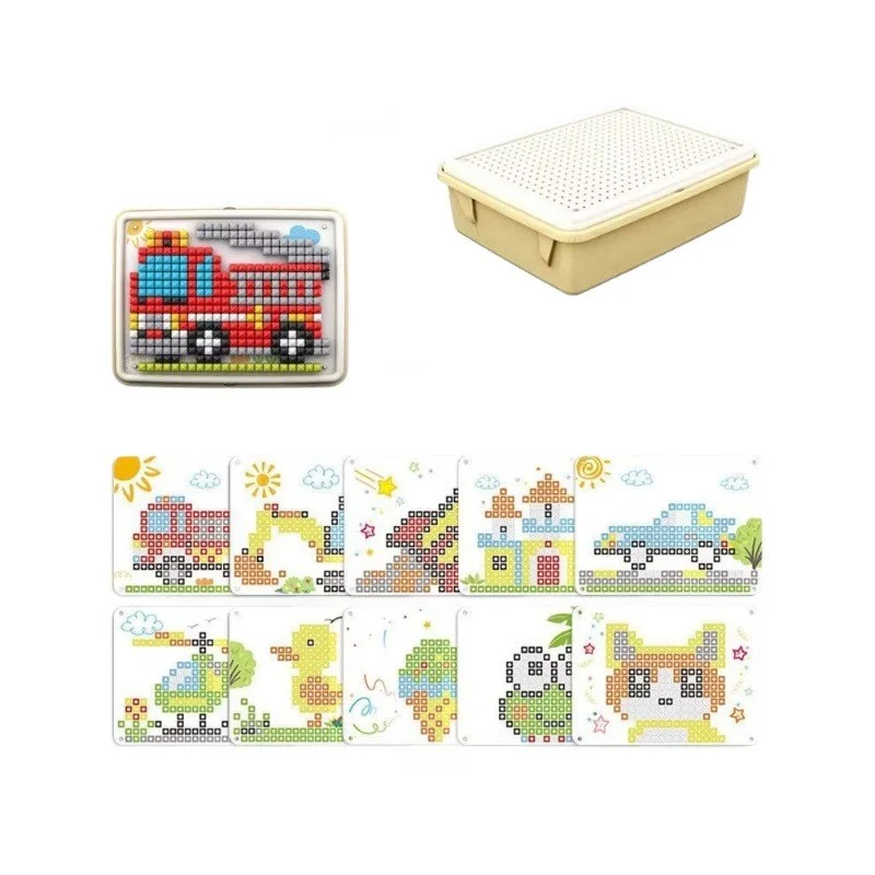 PIXORA — mozaic colorat cu placă și cutie de depozitare