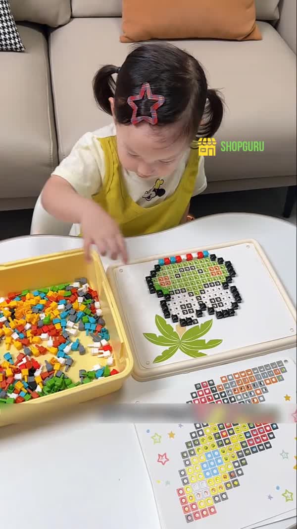PIXORA — mozaic colorat cu placă și cutie de depozitare